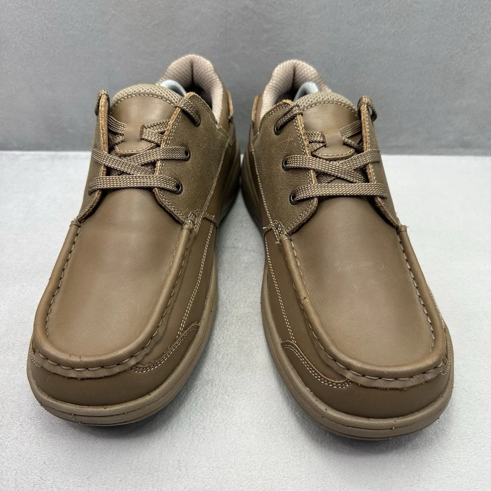 OrthoFeet Baton Rouge Mens Size 11 (2E) WIDE Boat Shoes Brown Leather Orthopedic
